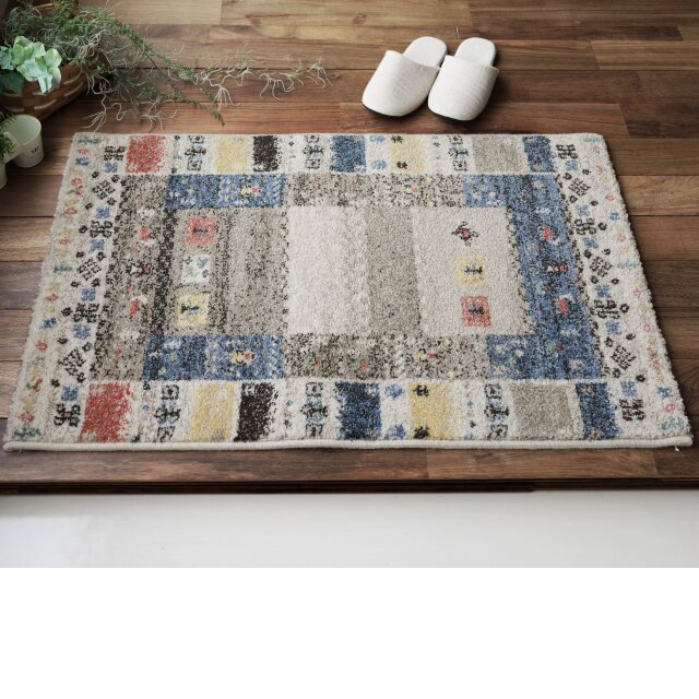 ◎玄関マット ベージュ 洗える北欧ヨーロッパ