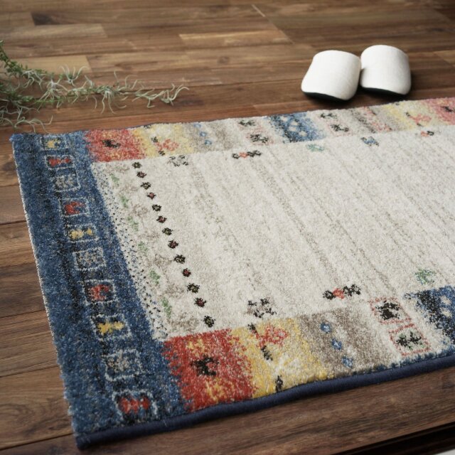 北欧風かわいいギャベ柄の玄関マット 約 60×90 cm｜輸入絨毯専門店