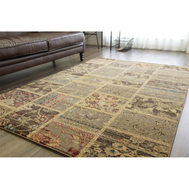 アンティーク風パッチワーク柄のラグマット 約 100x150 cm 1畳｜輸入