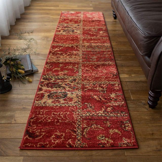 アンティーク風パッチワーク柄のキッチンマット 約 50x250 cm｜輸入