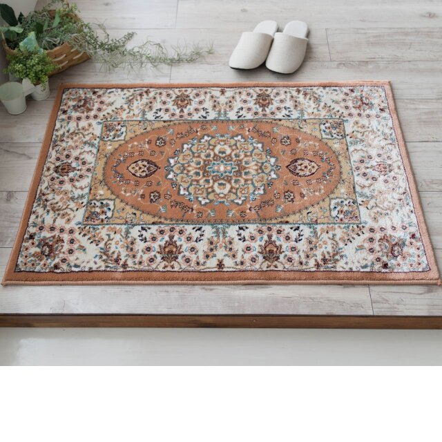 高密度ペルシャ柄のウィルトン織り玄関マット 約 60×90 cm｜輸入