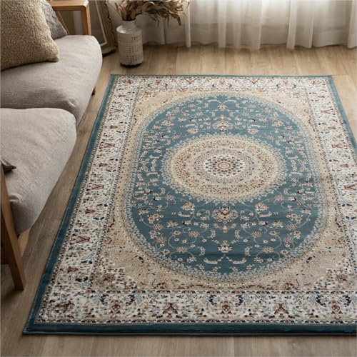オリエンタルスタイル3 ペルシャ柄 メダリオン 133×195 cm 1.5畳 アイボリー ブルー ネイビー レッド ブラウン ウィルトン織りトルコ製/orientalstyle3-133-195