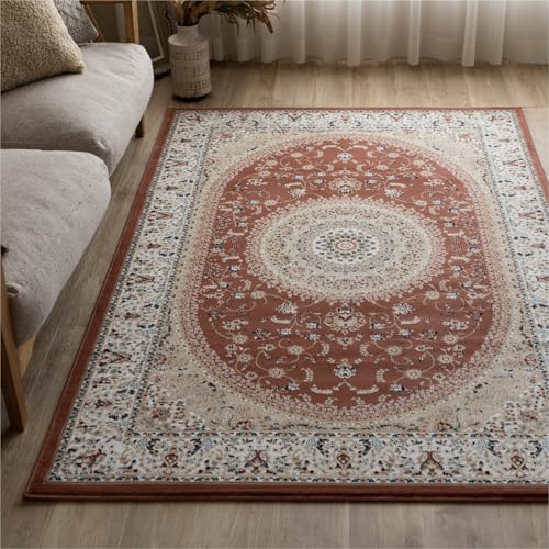 オリエンタルスタイル3 ペルシャ柄 メダリオン 133×195 cm 1.5畳 アイボリー ブルー ネイビー レッド ブラウン ウィルトン織りトルコ製/orientalstyle3-133-195
