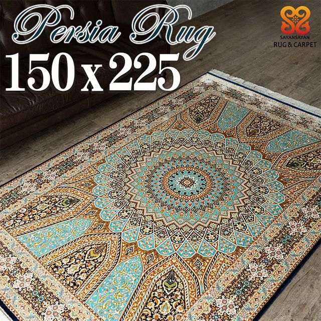 パルス ペルシャ モスク柄 メダリオン 高密度 225万ノット 150x225cm 約1.5畳 ブルー ウィルトン織りイラン製/pals-150-225