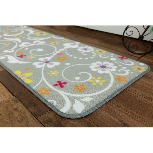 プリントキッチンマット 北欧風 45×180 cm ロングマット フラワー オーナメント ペルシャ ギャベ クラシック/print-45-180