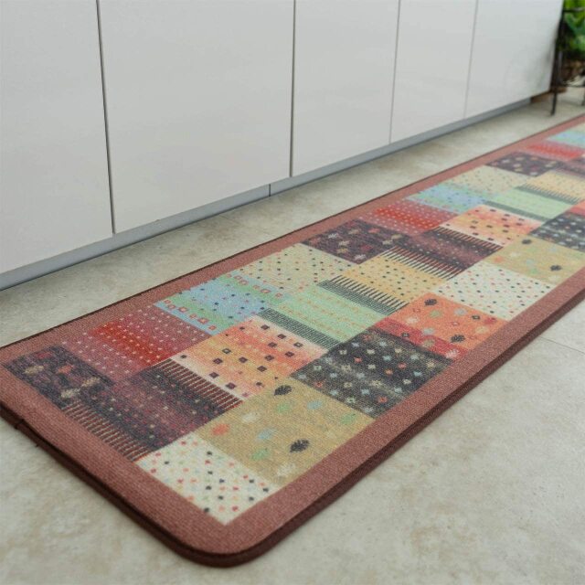 プリントキッチンマット 北欧風 45×180 cm ロングマット フラワー オーナメント ペルシャ ギャベ クラシック/print-45-180