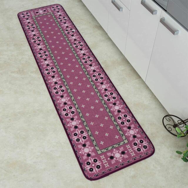 プリントキッチンマット 北欧風 45×270 cm ロングマット フラワー オーナメント ペルシャ ギャベ クラシック/print-45-270