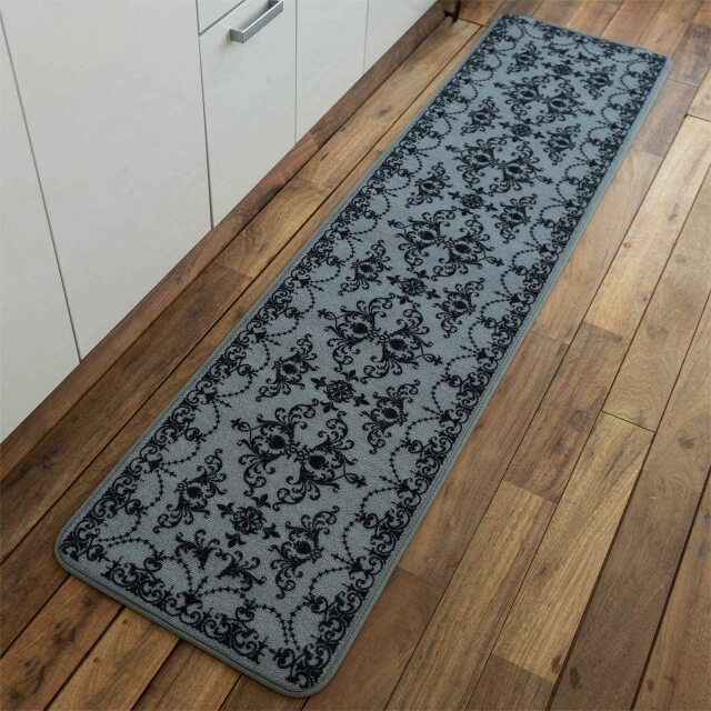 プリントキッチンマット 北欧風 45×270 cm ロングマット フラワー オーナメント ペルシャ ギャベ クラシック/print-45-270