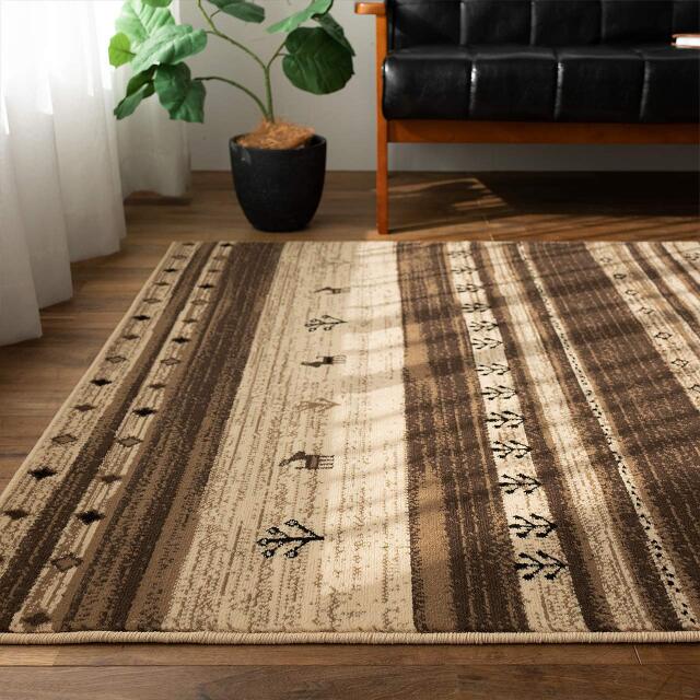 ギャッベ絨毯モダン手織り絨毯スーパーファインウール122x186cm 
