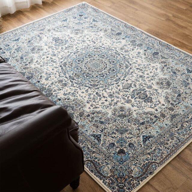 ロイヤルタピス2 ペルシャ風 高密度120万ノット 約 200×250 cm 3畳 長方形 アイボリー ブルー レッド ウィルトン織り エジプト製/royaltapis2-200-250