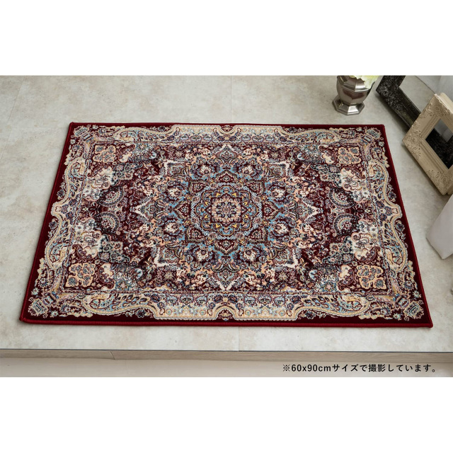 ロイヤルタピス2 ペルシャ風 高密度120万ノット 約 70×120 cm 長方形 アイボリー ブルー レッド ウィルトン織り エジプト製/royaltapis2-70-120