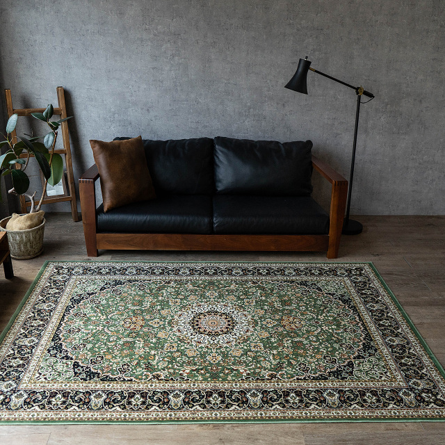 ロイヤルパレス14067 メダリオン 約 195x195 cm 2畳 正方形 レッド ベージュ グリーン モケット織り ベルギー製/rp14067-195-195