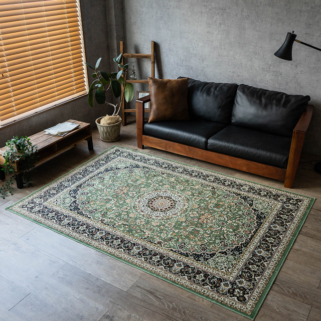ロイヤルパレス14067 メダリオン 約 135x195 cm 1.5畳 長方形 レッド ベージュ グリーン モケット織り ベルギー製/rp14067-135-195
