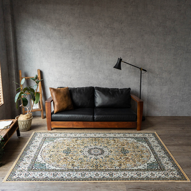 ロイヤルパレス14067 メダリオン 約 195x250 cm 3畳 長方形 レッド ベージュ グリーン モケット織り ベルギー製/rp14067-195-250