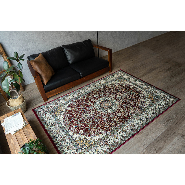 ロイヤルパレス14067 メダリオン 約 135x195 cm 1.5畳 長方形 レッド ベージュ グリーン モケット織り ベルギー製/rp14067-135-195