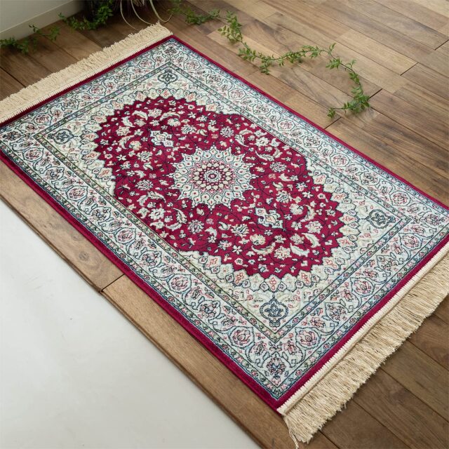 ロイヤルパレス14180 ペルシャ風 メダリオン  95×140 cm 1畳　長方形 レッド グリーン ベージュ アイボリー モケット織 ベルギー製/rp14180-95-140