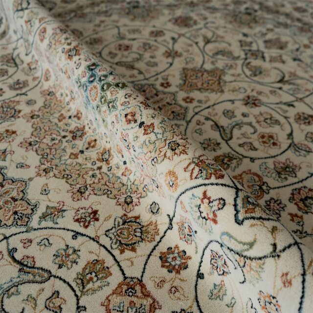 優美なメダリオンデザインのモケット織りラグマット 約 195×195