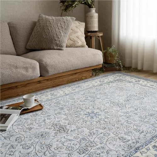 ロイヤルパレス14650 ペルシャ柄 メダリオン 135×195 cm 1.5畳 長方形 クリーム ベージュ ネイビー モケット織 ベルギー製/rp14650-135-195