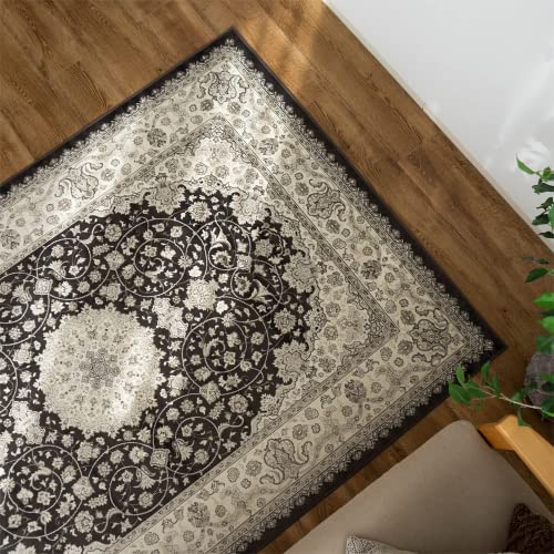 ロイヤルパレス14650 ペルシャ柄 メダリオン 230×330 cm 6畳 長方形 クリーム ベージュ ネイビー モケット織 ベルギー製/rp14650-230-330
