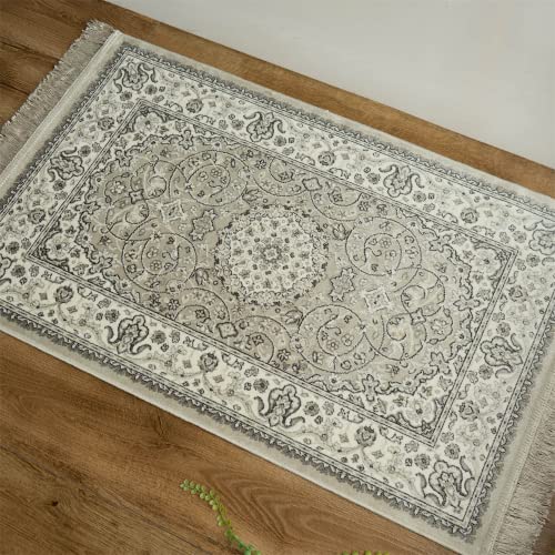 ロイヤルパレス14650 ペルシャ柄 メダリオン60×85 cm 長方形 クリーム ベージュ ネイビー モケット織 ベルギー製/rp14650-60-85