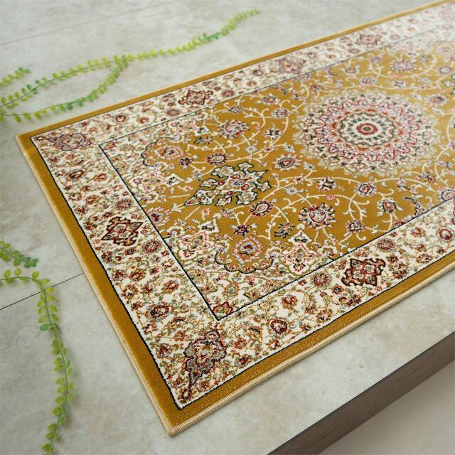 高級 野暮った ペルシャ絨毯 80×128cm シルク100% 玄関マットサイズ