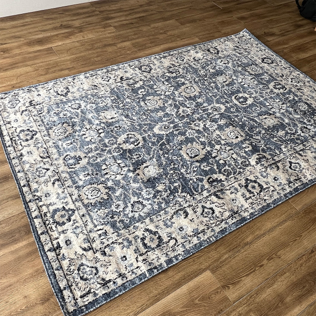 サンプル品／ペルシャ柄 アンティーク調 高密度 ラグマット カーペット 絨毯  160x230 cm ラグマット 3畳 長方形 ブルー 床暖房 ホットカーペットカバー対応 ウィルトン織 ベルギー製
