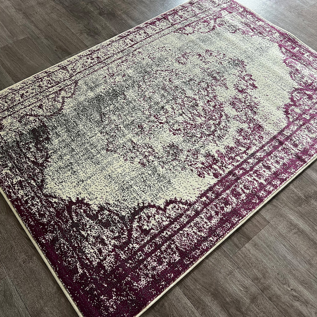 サンプル品／ペルシャ柄 アンティーク調 高密度 ラグマット カーペット 絨毯  140x200cm ラグマット 1.5畳 長方形 パープル 床暖房 ホットカーペットカバー対応 ウィルトン織 ベルギー製