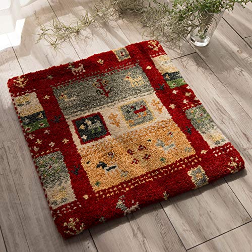 手織りの素朴な味わいが魅力、ギャベの座布団 約40x40 cm｜輸入絨毯