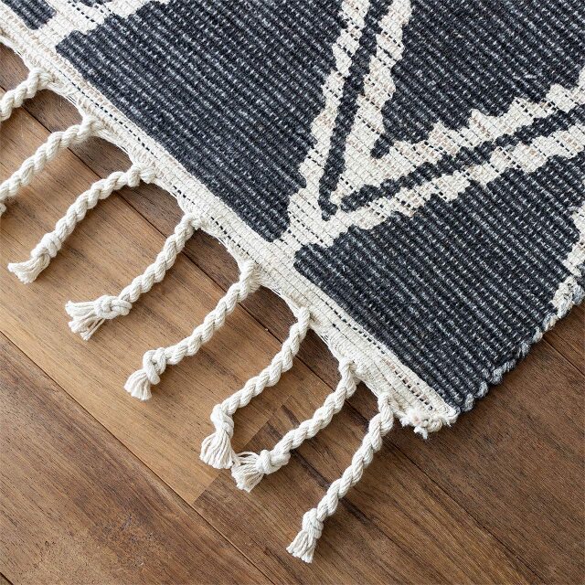 インド綿100% ネイティブデザインのコットンラグ 100x150 cm｜輸入絨毯