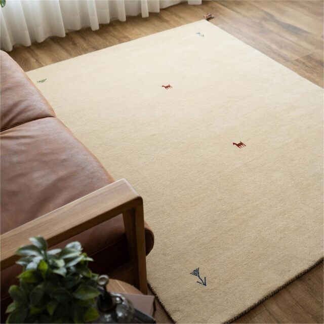 手織りの素朴な味わいが魅力、ギャベの玄関マット 約70x120 cm