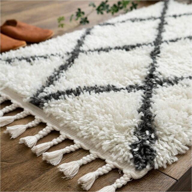 ベニワレン風のロングパイルのラグマット 約 60x90 cm 玄関マット