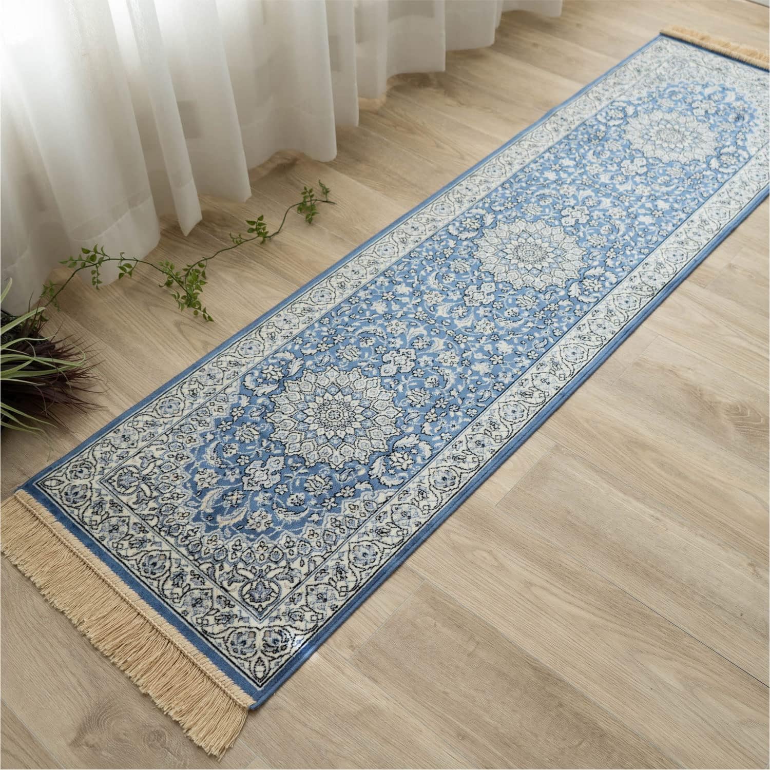 ペルシャ柄のモケット織りロングマット 約 67x240 cm｜輸入絨毯