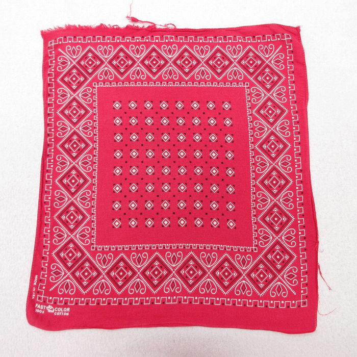 中古 ビンテージ バンダナ 70年代 70s ゾウマーク コットン USA製 赤他 レッド 25feb13