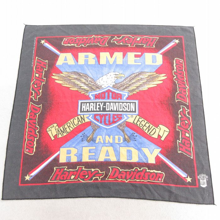 中古 ハーレーダビッドソン Harley Davidson バンダナ 80年代 80s 鳥 USA製 黒 ブラック 25feb13