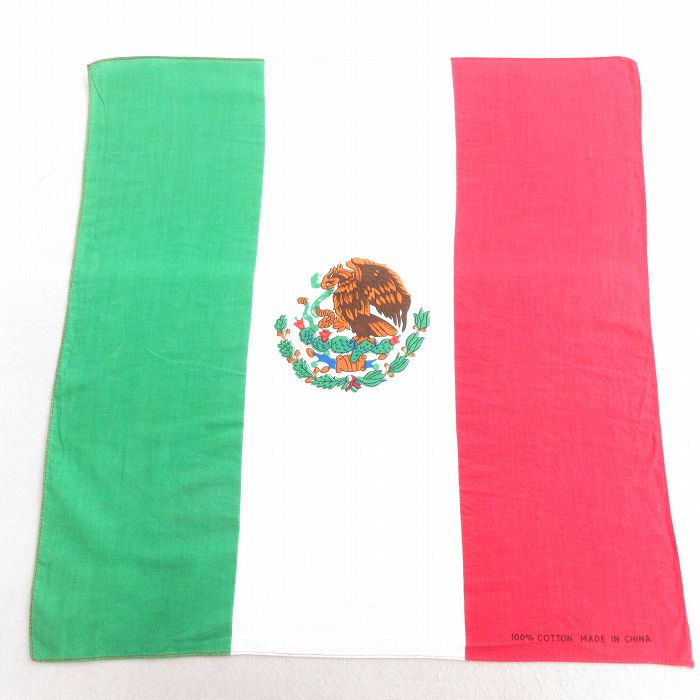 中古 バンダナ メキシコ国旗 コットン 赤他 レッド 25feb13