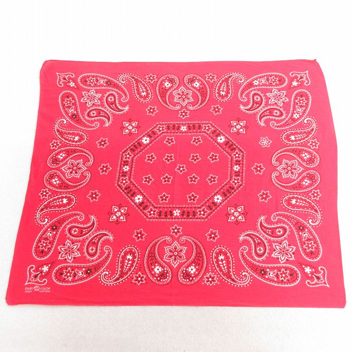 中古 ビンテージ バンダナ 70年代 70s 花柄 ペイズリー柄 コットン 赤 レッド 25feb13