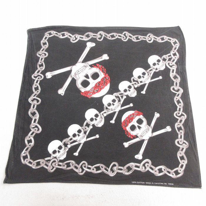 中古 バンダナ スカル コットン 黒 ブラック 25mar06