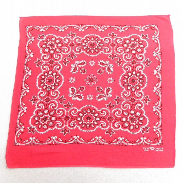 中古 ビンテージ バンダナ 60年代 60s ゾウマーク 花柄 コットン 赤 レッド 25may10