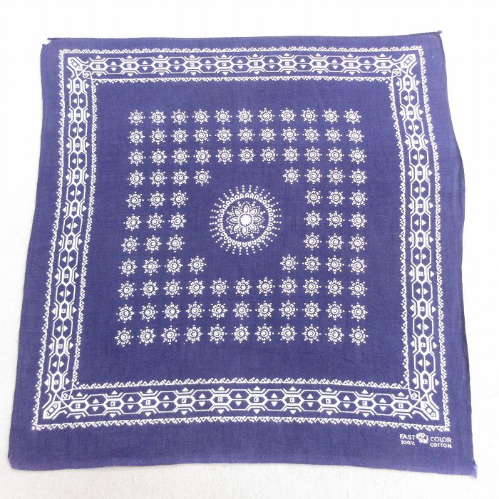 中古 ビンテージ バンダナ 60年代 60s ゾウマーク コットン 紺 ネイビー 25may10