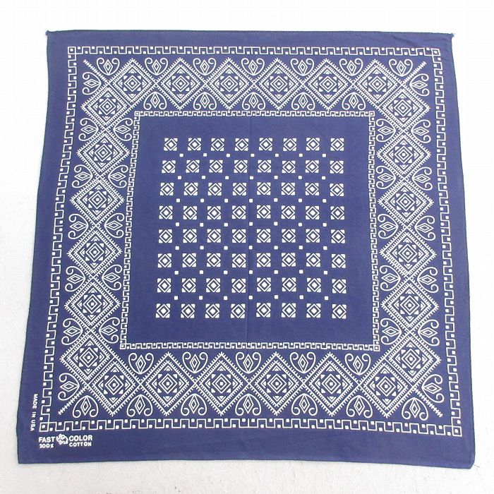 中古 ビンテージ バンダナ 70年代 70s ゾウマーク コットン USA製 紺 ネイビー 25may10