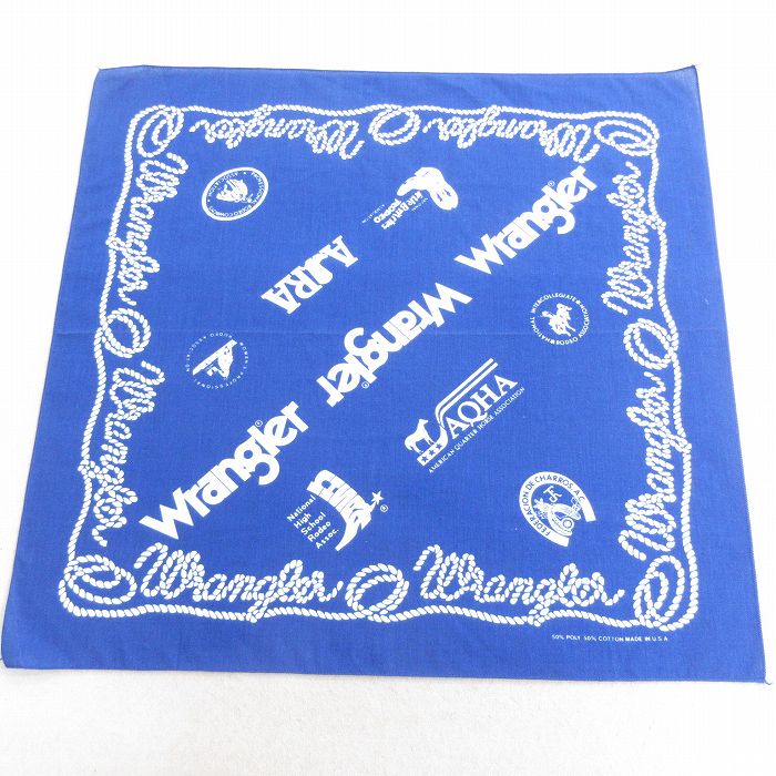 中古 ラングラー Wrangler バンダナ 80年代 80s USA製 青 ブルー 25may12