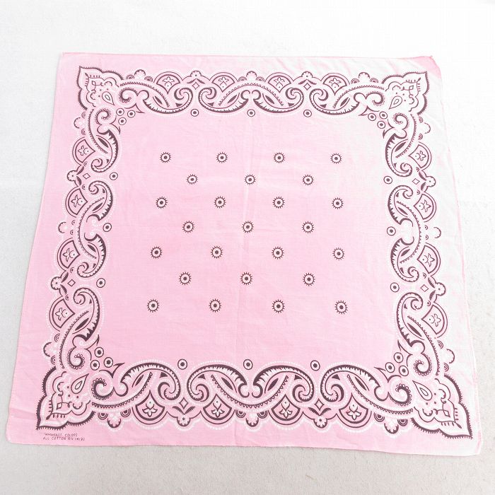 中古 ビンテージ バンダナ 70年代 70s コットン ピンク 25may12