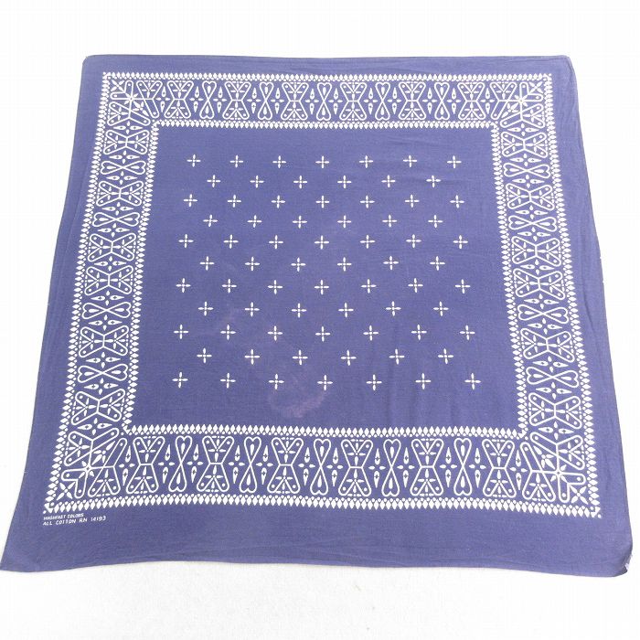 中古 ビンテージ バンダナ 60年代 60s クロス柄 コットン 紺 ネイビー 【spe】 25may12