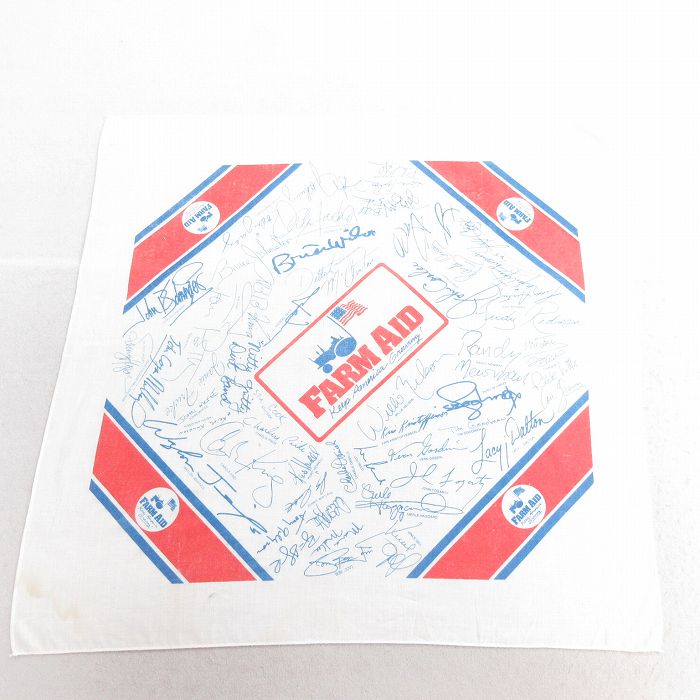 中古 ロック バンド バンダナ 80年代 80s ファームエイド ボンジョビ ビーチボーイズ 白 ホワイト 25jun27