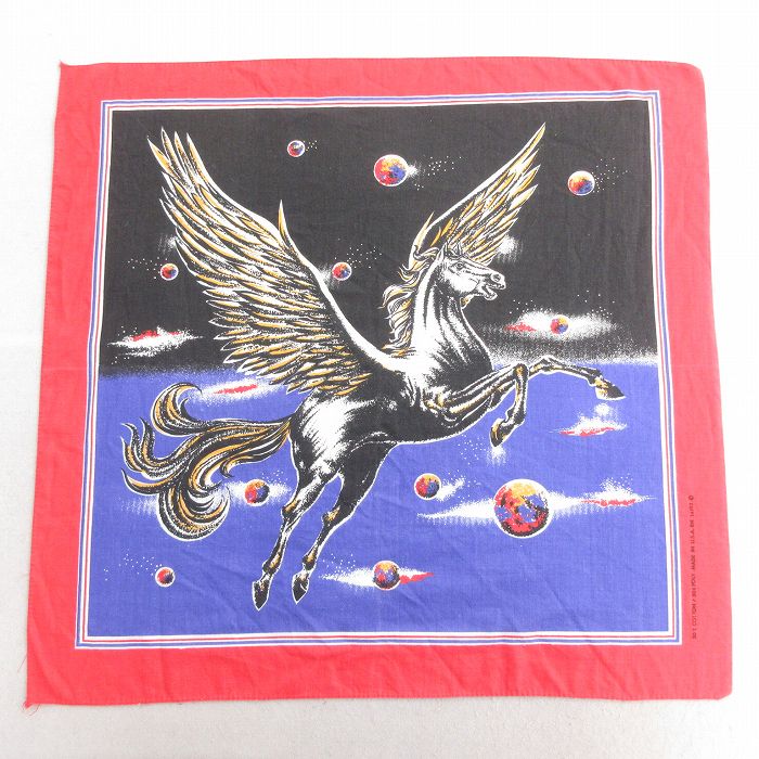 中古 バンダナ 80年代 80s ペガサス USA製 赤 レッド 25jun27