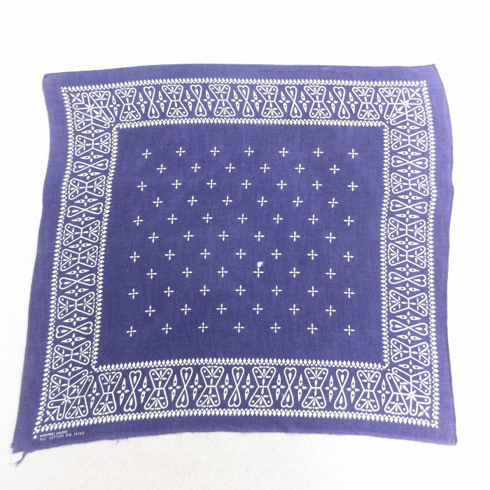 中古 ビンテージ バンダナ 60年代 60s クロス柄 コットン 紺 ネイビー 【spe】 25jun27