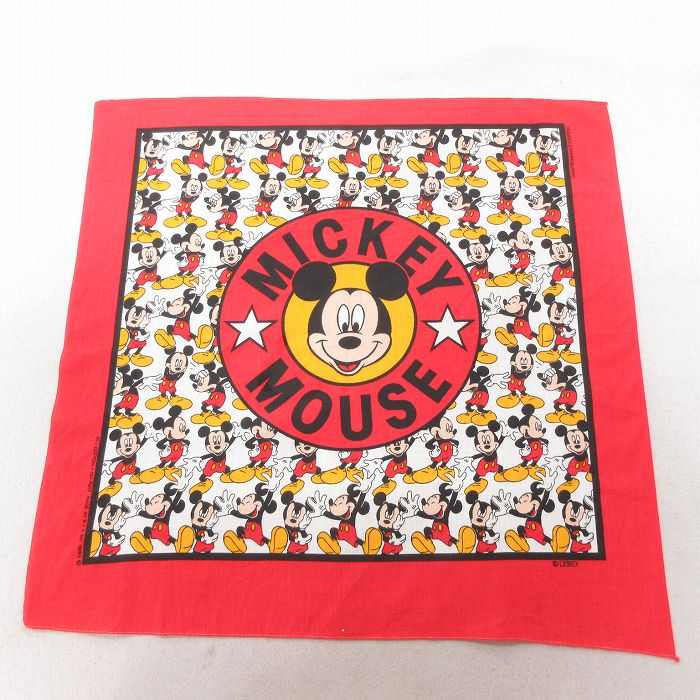 【50%OFF】中古 バンダナ 80年代 80s ディズニー DISNEY ミッキー MICKEY MOUSE USA製 赤 レッド 25jun27