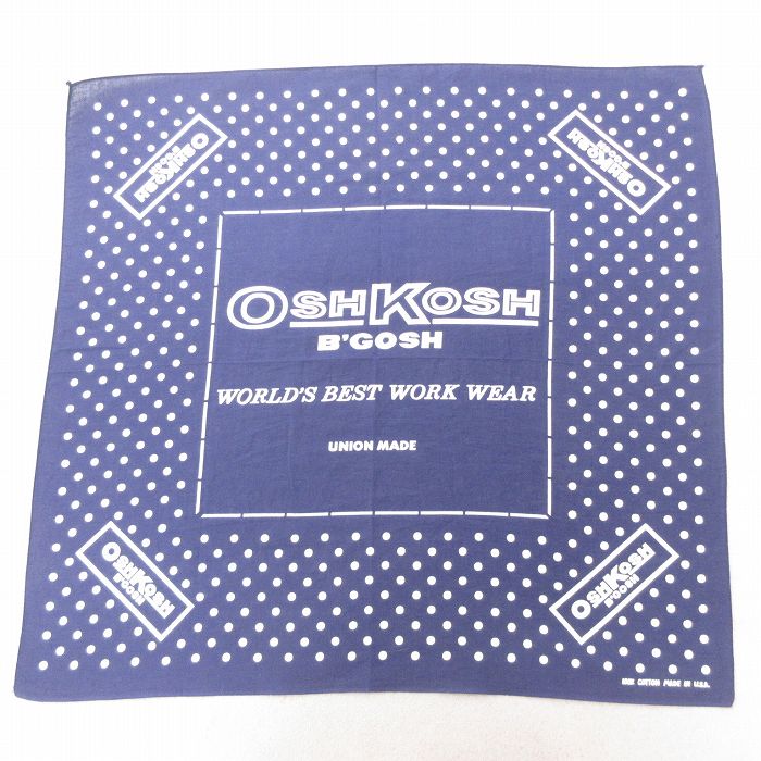 中古 オシュコシュ OSHKOSH バンダナ 80年代 80s コットン USA製 紺 ネイビー ドット 25jun27