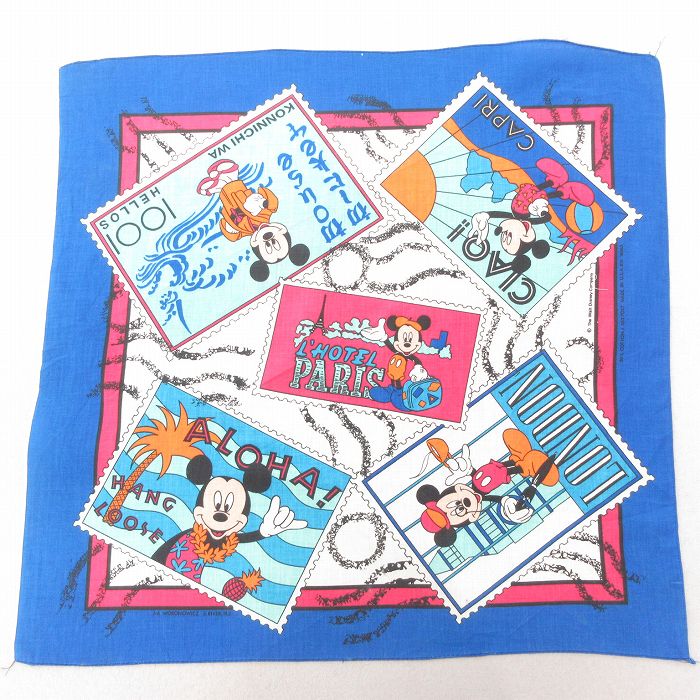 中古 バンダナ 80年代 80s ディズニー DISNEY ミッキー MICKEY MOUSE USA製 青 ブルー 25jun27