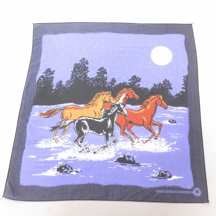 中古 ハバハンク バンダナ 90年代 90s 馬 USA製 紫 パープル 25jun27